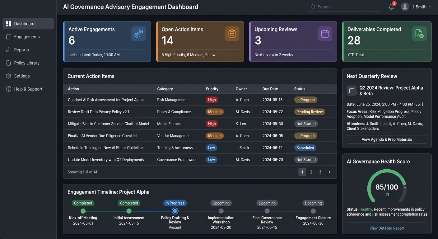 AI Governance Advisory Engagement Dashboard